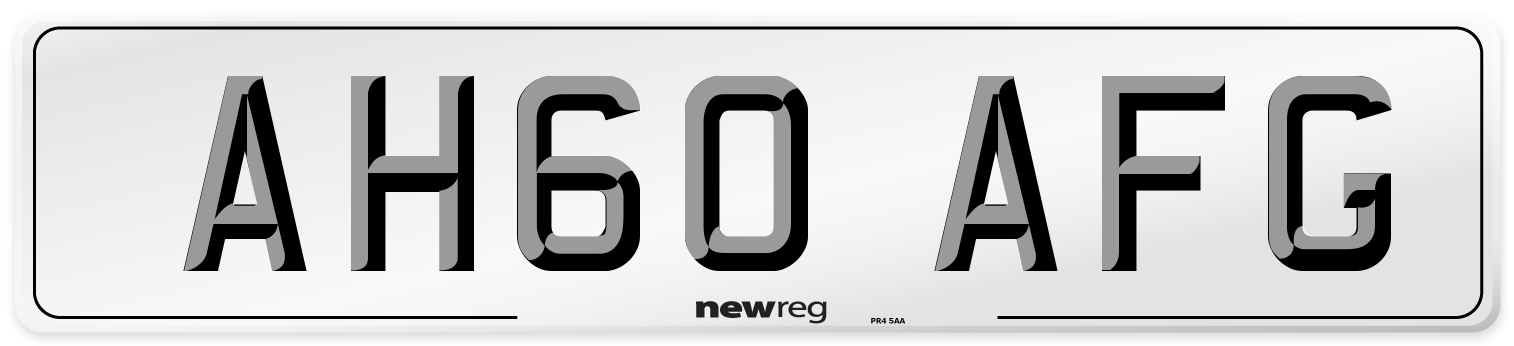 AH60 AFG Number Plate from New Reg